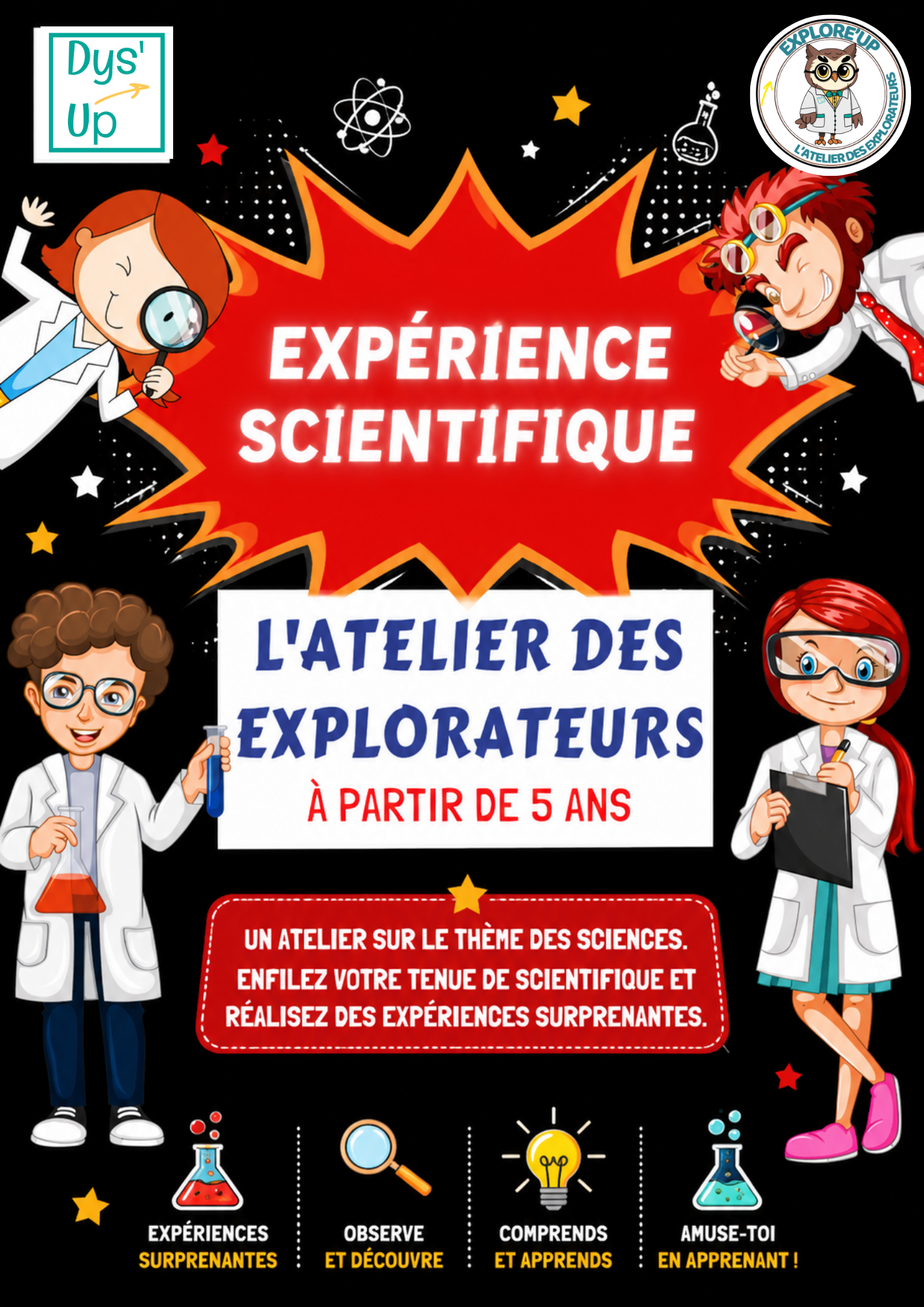 Thème anniversaire Expériences scientifiques, dès 5 ans