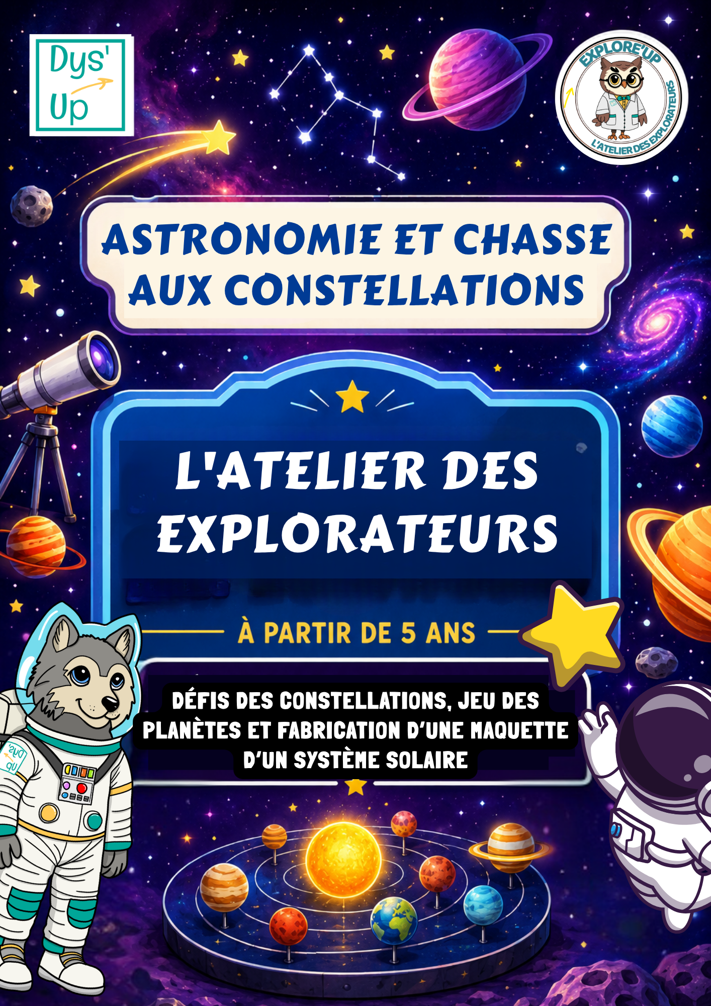 Thème anniversaire Astronomie et constellations, dès 5 ans