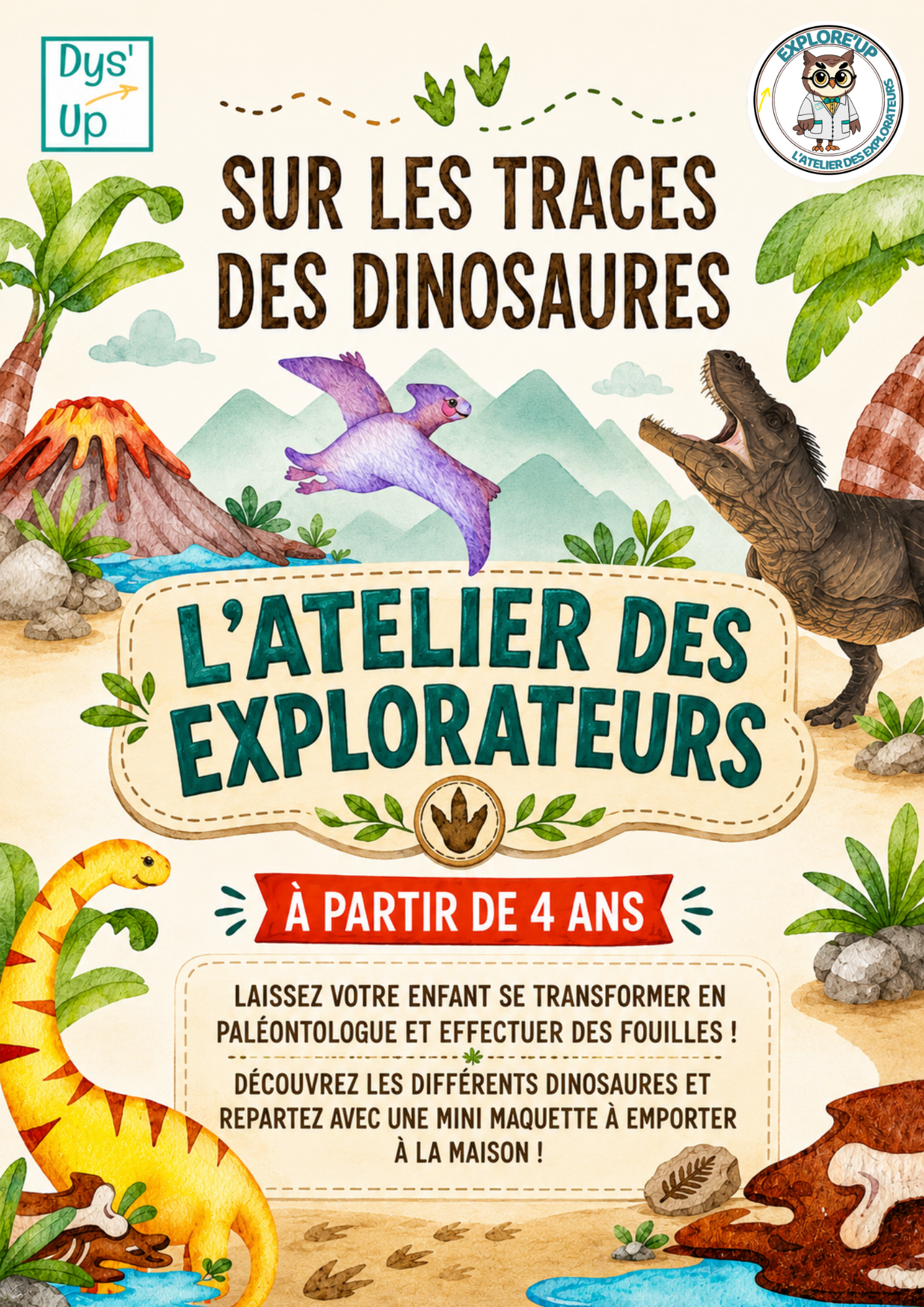 Thème anniversaire Sur les traces des dinosaures, dès 4 ans