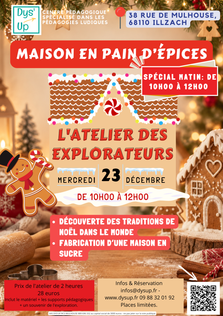 Maison en pain d’épices — 23 décembre 2026 · 10 h–12 h · Dys’UP Illzach