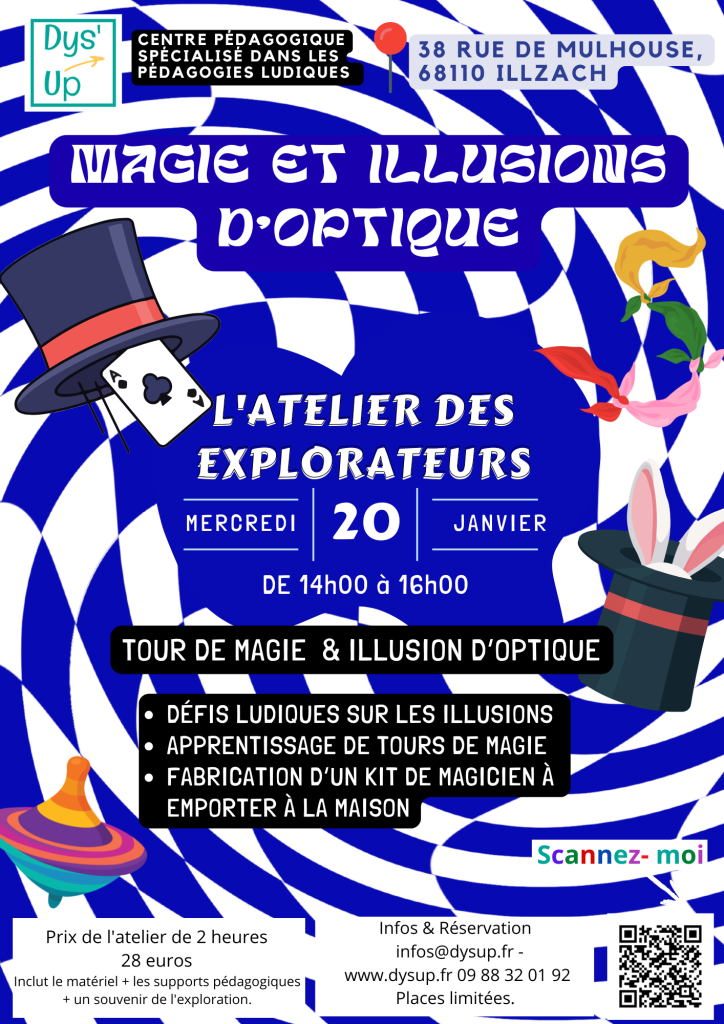 Magie et illusions d’optique — 20 janvier 2027 · 14 h–16 h · Dys’UP Illzach