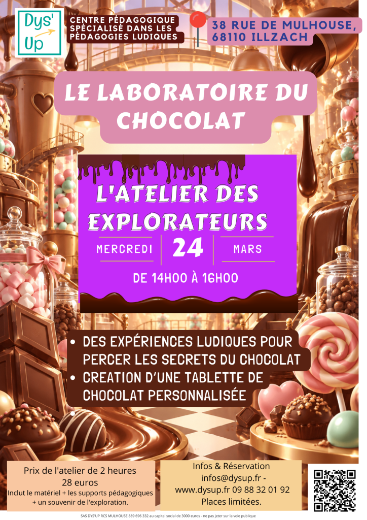 Le laboratoire du chocolat — 24 mars 2027 · 14 h–16 h · Dys’UP Illzach