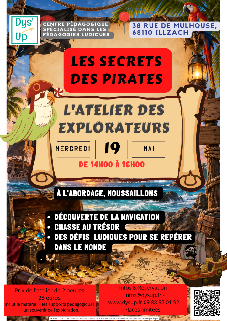 Les secrets des pirates — 19 mai 2027 · 14 h–16 h · Dys’UP Illzach